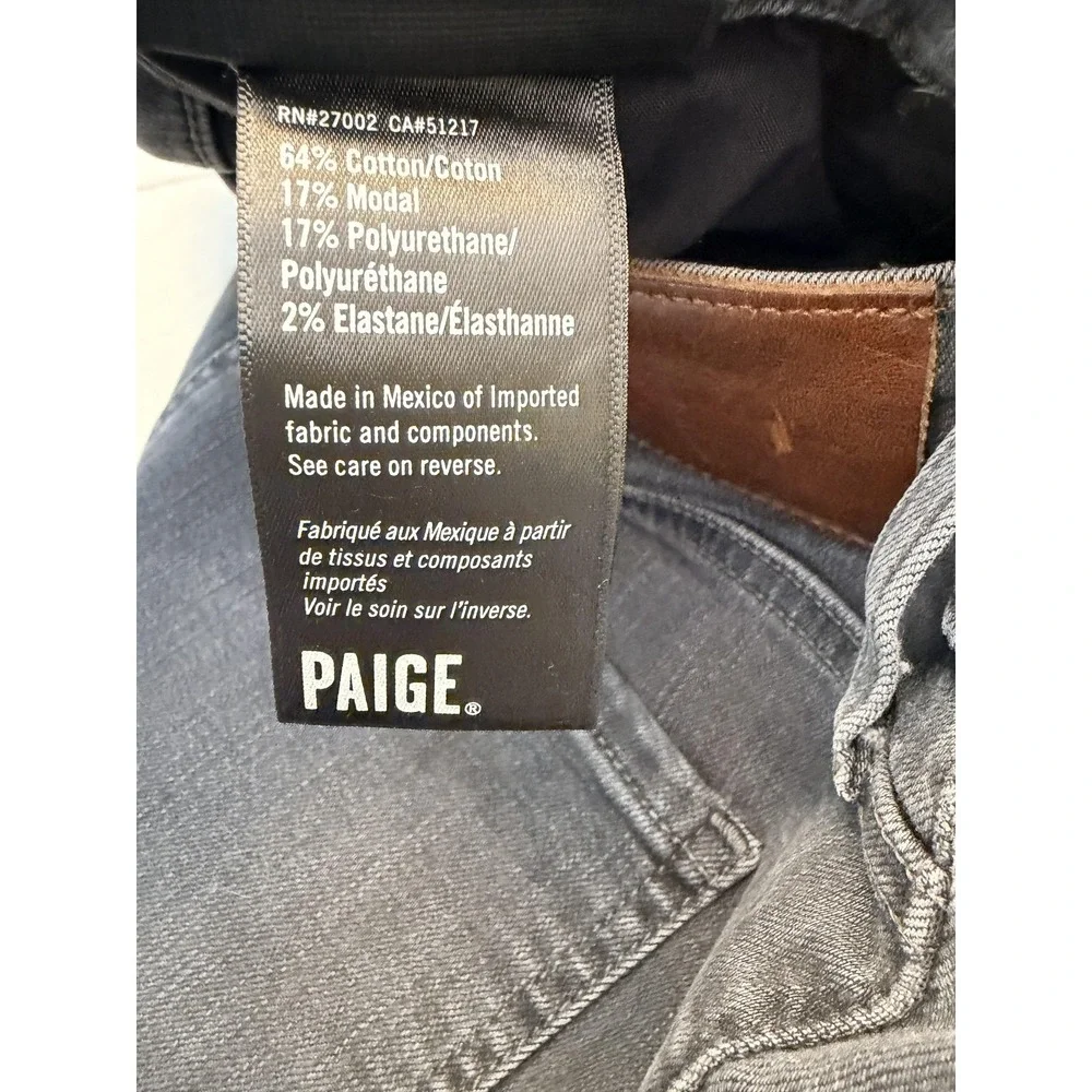 Paige Jeans Mens 32x31 Gray Charcoal Wash Slim‎ Straight Fit Stretch Denim Pants